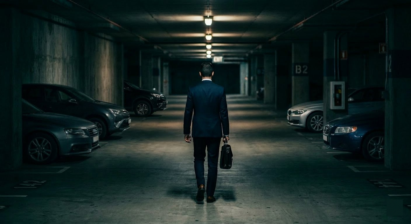 Professional in underground car park